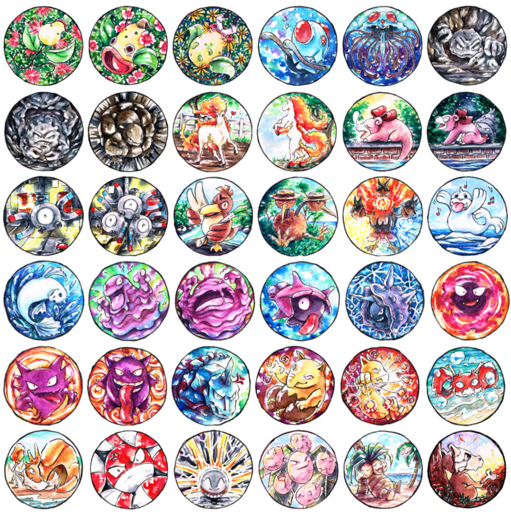 Disponíveis do Bulbasaur até Weezing.